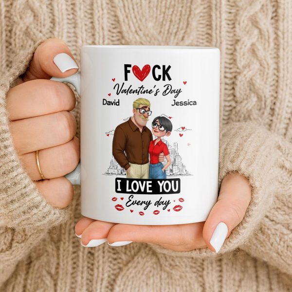 I Love You Every Day Hearts And Lip Prints - Personalized Custom Coffee Mug - CPL1350_MG