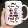 I Love You Every Day With Cartoon Couple And City Skyline - Personalized Custom Coffee Mug - CPL1019_MG