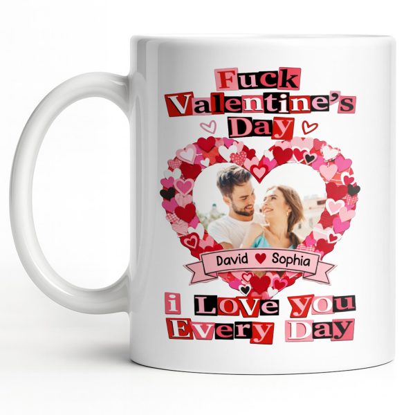 I Love You Every Day With Heart and Photo Frame - Personalized Custom Coffee Mug - CPL1218_MG