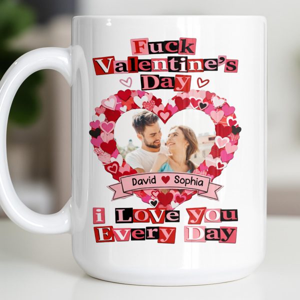 I Love You Every Day With Heart and Photo Frame - Personalized Custom Coffee Mug - CPL1218_MG