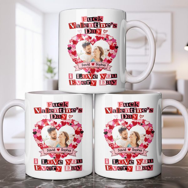 I Love You Every Day With Heart and Photo Frame - Personalized Custom Coffee Mug - CPL1218_MG