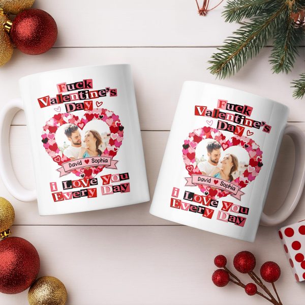 I Love You Every Day With Heart and Photo Frame - Personalized Custom Coffee Mug - CPL1218_MG