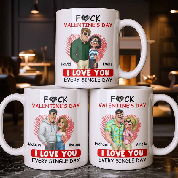 I Love You Every Single Day, Couple and Heart Design - Personalized Custom Coffee Mug - CPL1345_MG