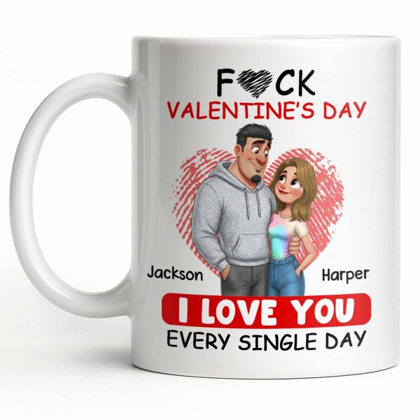 I Love You Every Single Day, Couple and Heart Design - Personalized Custom Coffee Mug - CPL1345_MG