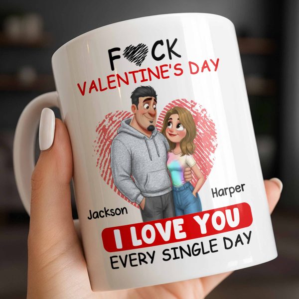 I Love You Every Single Day, Couple and Heart Design - Personalized Custom Coffee Mug - CPL1345_MG