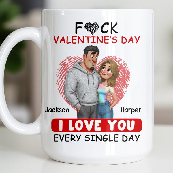 I Love You Every Single Day, Couple and Heart Design - Personalized Custom Coffee Mug - CPL1345_MG