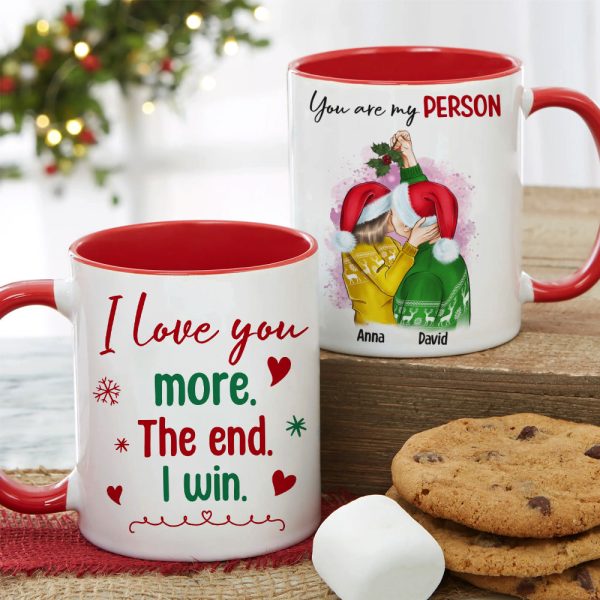 I Love You More The End I Win, Couple Christmas Accent Mug