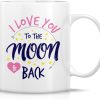 I Love You To The Moon And Back Coffee Mug, Romantic Gift for Wife Husband Boyfriend Girlfriend, Anniversary Valentines Birthday Gift