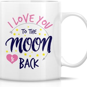 I Love You To The Moon And Back Coffee Mug, Romantic Gift for Wife Husband Boyfriend Girlfriend, Anniversary Valentines Birthday Gift