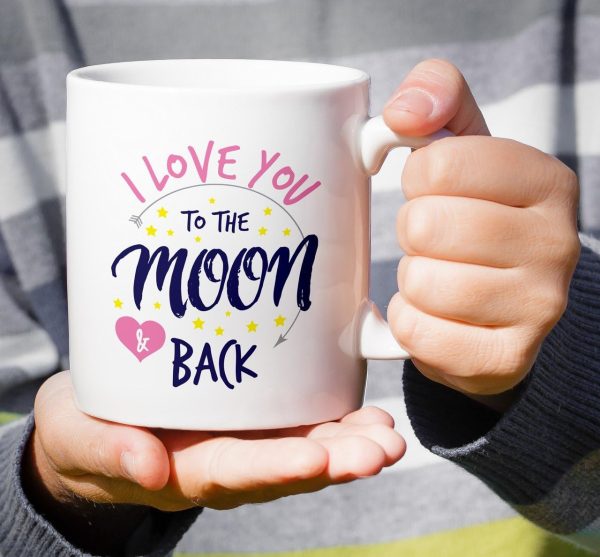 I Love You To The Moon And Back Coffee Mug, Romantic Gift for Wife Husband Boyfriend Girlfriend, Anniversary Valentines Birthday Gift