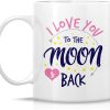 I Love You To The Moon And Back Coffee Mug, Romantic Gift for Wife Husband Boyfriend Girlfriend, Anniversary Valentines Birthday Gift
