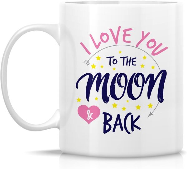 I Love You To The Moon And Back Coffee Mug, Romantic Gift for Wife Husband Boyfriend Girlfriend, Anniversary Valentines Birthday Gift