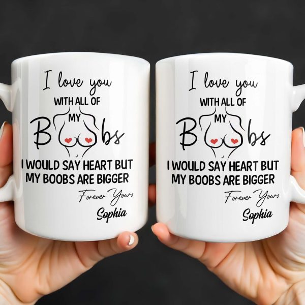 I Love You With All Of My Heart, Woman Figure and Heart Design - Personalized Custom Coffee Mug - CPL1287_MG