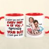I Love Your Butt, Funny Custom Face Accent Mug, Gift For Couple