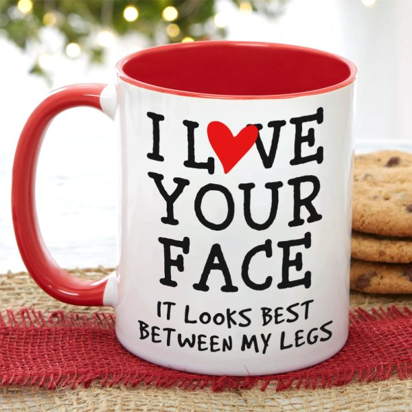 I Love Your Face, Couple Gift, Personalized Accent Mug, Funny Old Couple Mug, Christmas Gift