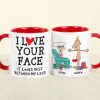 I Love Your Face, Couple Gift, Personalized Accent Mug, Funny Old Couple Mug, Christmas Gift