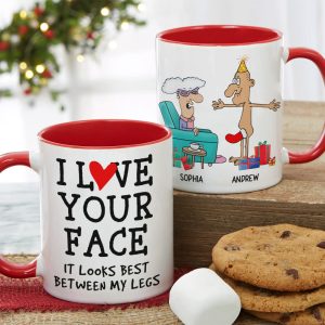 I Love Your Face, Couple Gift, Personalized Accent Mug, Funny Old Couple Mug, Christmas Gift