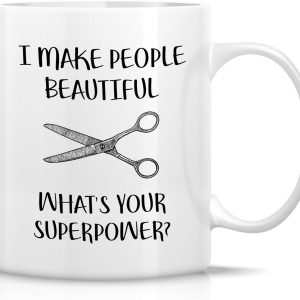 I Make People Beautiful Hairstylist Coffee Mug, Funny Hairdresser Gift for Salon Stylist Barber, Birthday Christmas Gift for Coworker Friend