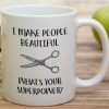 I Make People Beautiful Hairstylist Coffee Mug, Funny Hairdresser Gift for Salon Stylist Barber, Birthday Christmas Gift for Coworker Friend