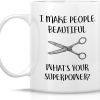 I Make People Beautiful Hairstylist Coffee Mug, Funny Hairdresser Gift for Salon Stylist Barber, Birthday Christmas Gift for Coworker Friend