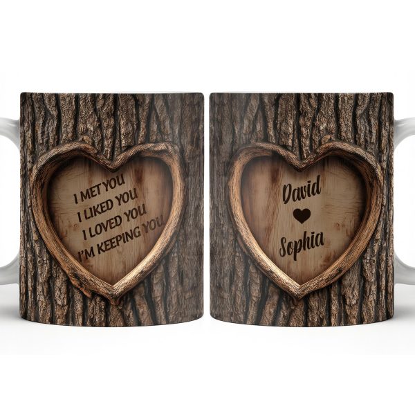 I Met You, I Liked You, I Loved You, I'm Keeping You, Tree Bark and Heart - Personalized Custom Coffee Mug - CPL1202_MG