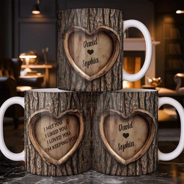 I Met You, I Liked You, I Loved You, I'm Keeping You, Tree Bark and Heart - Personalized Custom Coffee Mug - CPL1202_MG