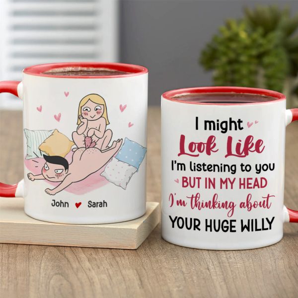 I Might Look Like I'm Listening To You, Gift For Couple, Personalized Mug, Funny Couple Coffee Mug, Couple Gift