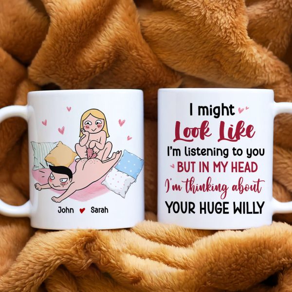 I Might Look Like I'm Listening To You, Gift For Couple, Personalized Mug, Funny Couple Coffee Mug, Couple Gift