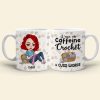 I Run On Caffeine Crochet And Cuss Words Personalized Crochet White Mug, Gift For Crochet Lovers