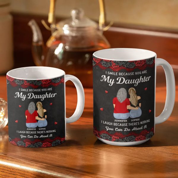 I Smile Because You Are My Daughter - Personalized White Edge-to-Edge Mug