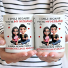 I Smile Because You Are My Husband 3D Effect Sitting Couple - Personalized Mug