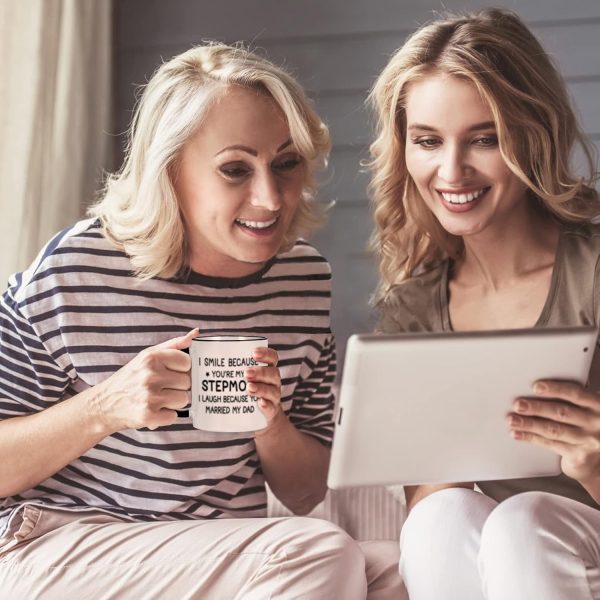 I Smile Because You Are My Stepmom Coffee Mug Funny Bonus Mom Gift from Stepdaughter Stepson Birthday Gift