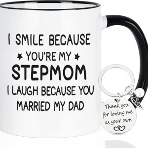 I Smile Because You Are My Stepmom Coffee Mug Funny Bonus Mom Gift from Stepdaughter Stepson Birthday Mother's Day Gift