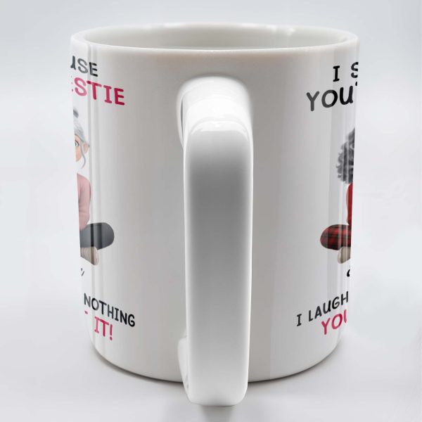 I Smile Because You're My Bestie, Two Girls Sitting - Personalized Custom Coffee Mug - BST387_MG