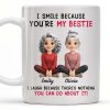 I Smile Because You're My Bestie, Two Girls Sitting - Personalized Custom Coffee Mug - BST387_MG
