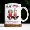 I Smile Because You're My Bestie, Two Girls Sitting - Personalized Custom Coffee Mug - BST387_MG