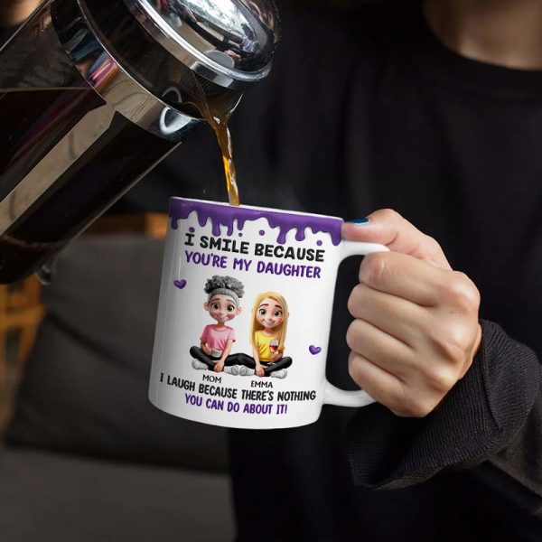 I Smile Because You're My Daughter, My Son - Personalized White Edge-to-Edge Mug - Gift For Family | GR25 HH01