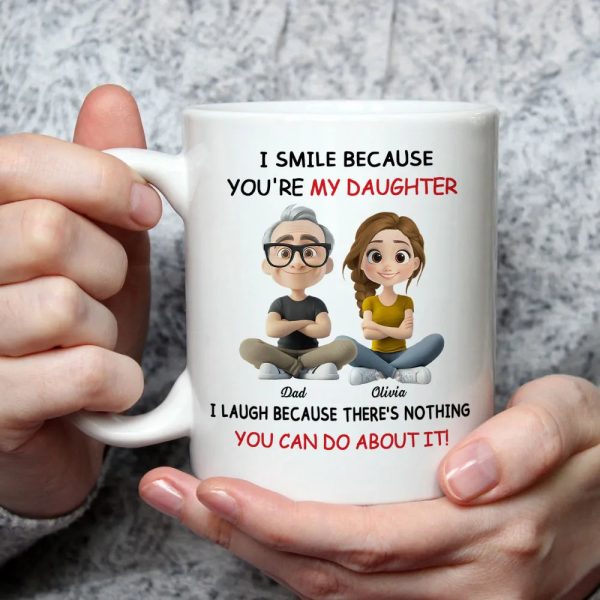 I Smile Because You're My Daughter, My Son - Personalized White Mug - Gift For Family | GR25 HH01