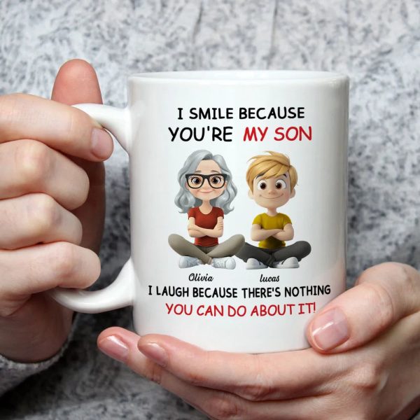 I Smile Because You're My Daughter, My Son - Personalized White Mug - Gift For Family | GR25 HH01