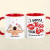 I Wanna Kiss Your Lips, Personalized Coffee Mug, Couple Make Love, Gifts For Couple