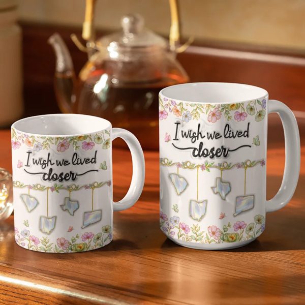 I Wish We Lived Closer 3D Nacre Effect - Personalized White Edge-to-Edge Mug