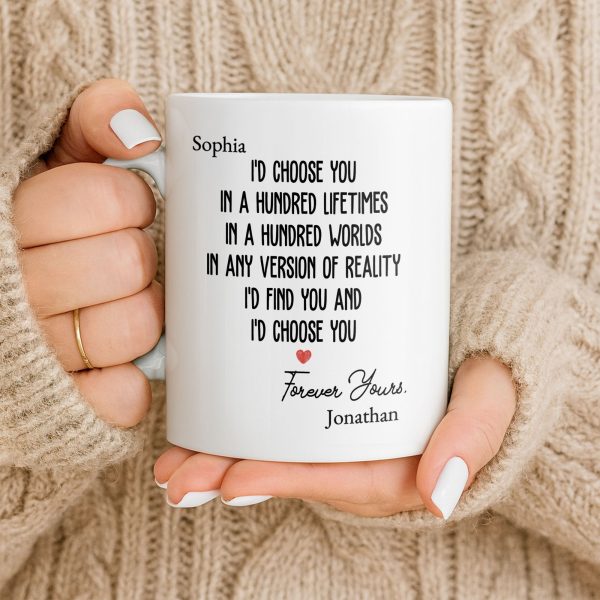I'd Choose You In A Hundred Lifetimes, Forever Yours - Personalized Custom Coffee Mug - CPL1149_MG