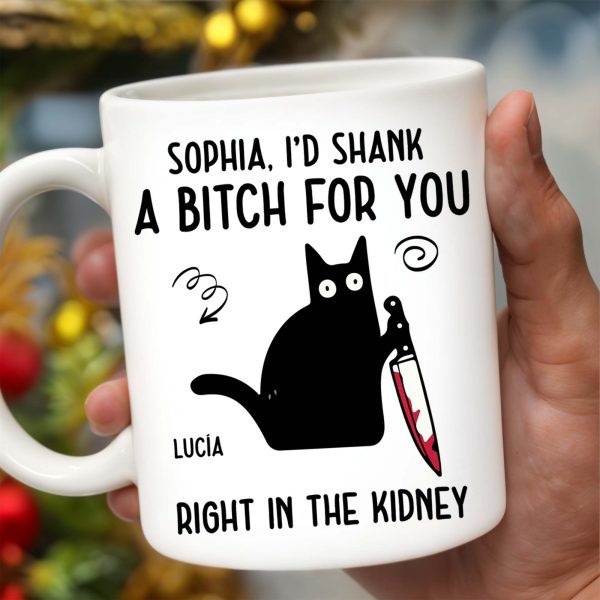 I'd Do Anything For You Featuring Black Cat With Knife - Personalized Custom Coffee Mug - PET081_MG