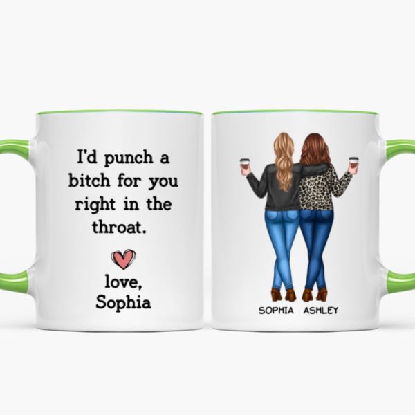 I'd Punch A Bitch For You Besties Best Friend Gift Cup, Friendship Personalized Mug