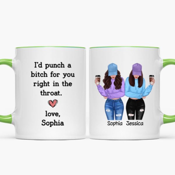 I'd Punch A Bitch For You Gift For Besties Cool Best Friends Friendship Cup Personalized Mug
