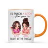 I'd Punch A Bitch For You Sassy Besties Personalized Mug, Funny Galentine's Day Gift For Best Friends, BFF
