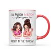 I'd Punch A Bitch For You Sassy Besties Personalized Mug, Funny Galentine's Day Gift For Best Friends, BFF