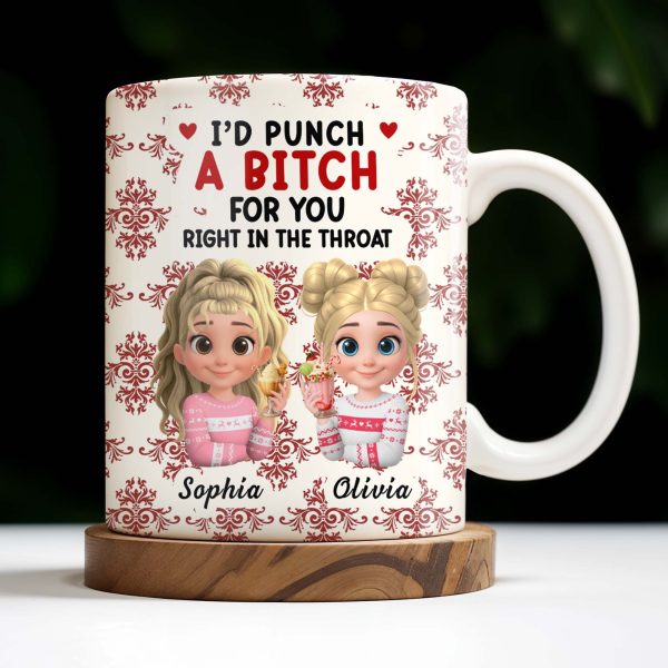 I'd Punch A [Censored] For You, Cartoon Girls With Ice Cream - Personalized Custom Coffee Mug - BST470_MG