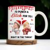I'd Punch A [Name] For You, Santa Hats And Love Hearts Design - Personalized Custom Coffee Mug - BST458_MG