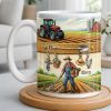 Idyllic Farm Scene With Tractor And Farmer - Personalized Custom Coffee Mug - FARM025_MG